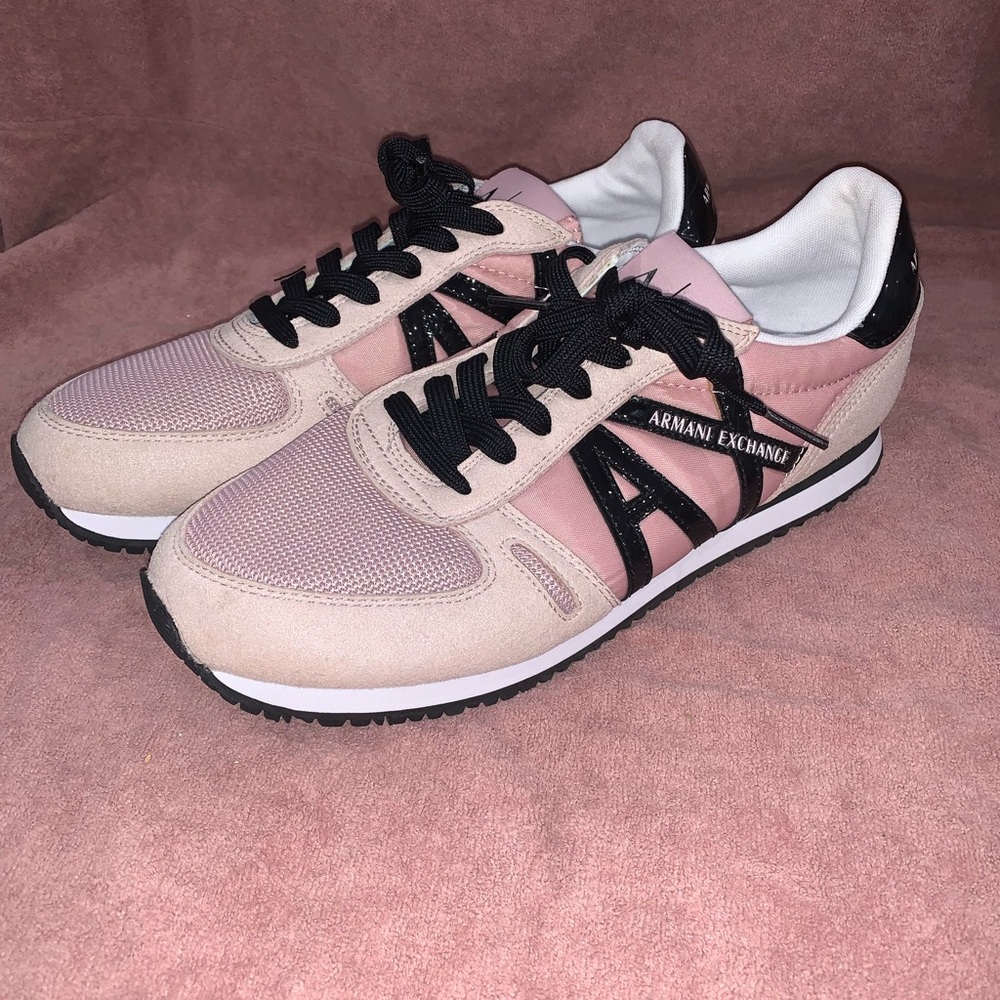 Armani Exchange Women's Pink and Black Sneakers size 8.5